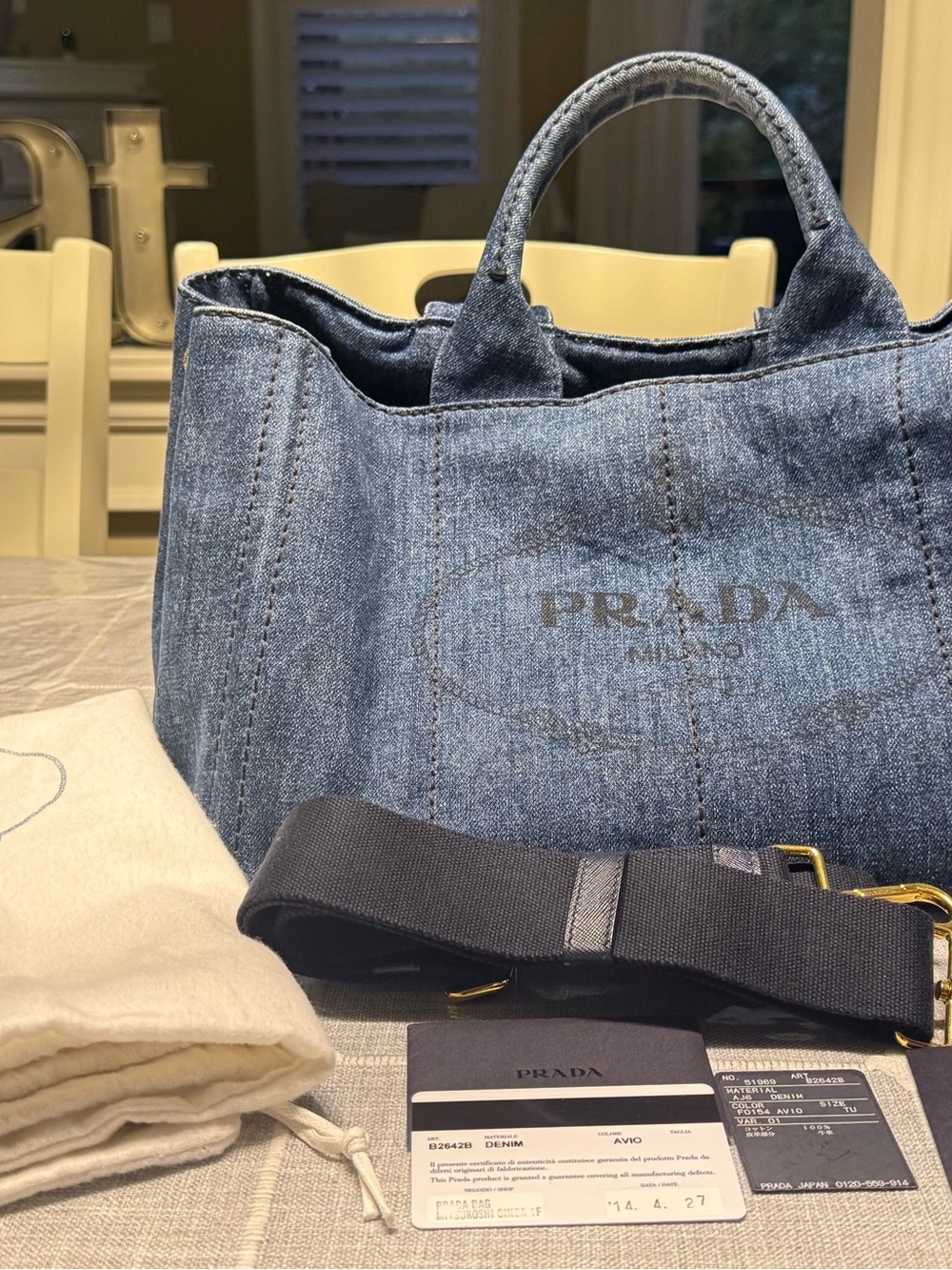 ✨ Authentic PRADA Canapa Tote Bag – Blue Denim ✨